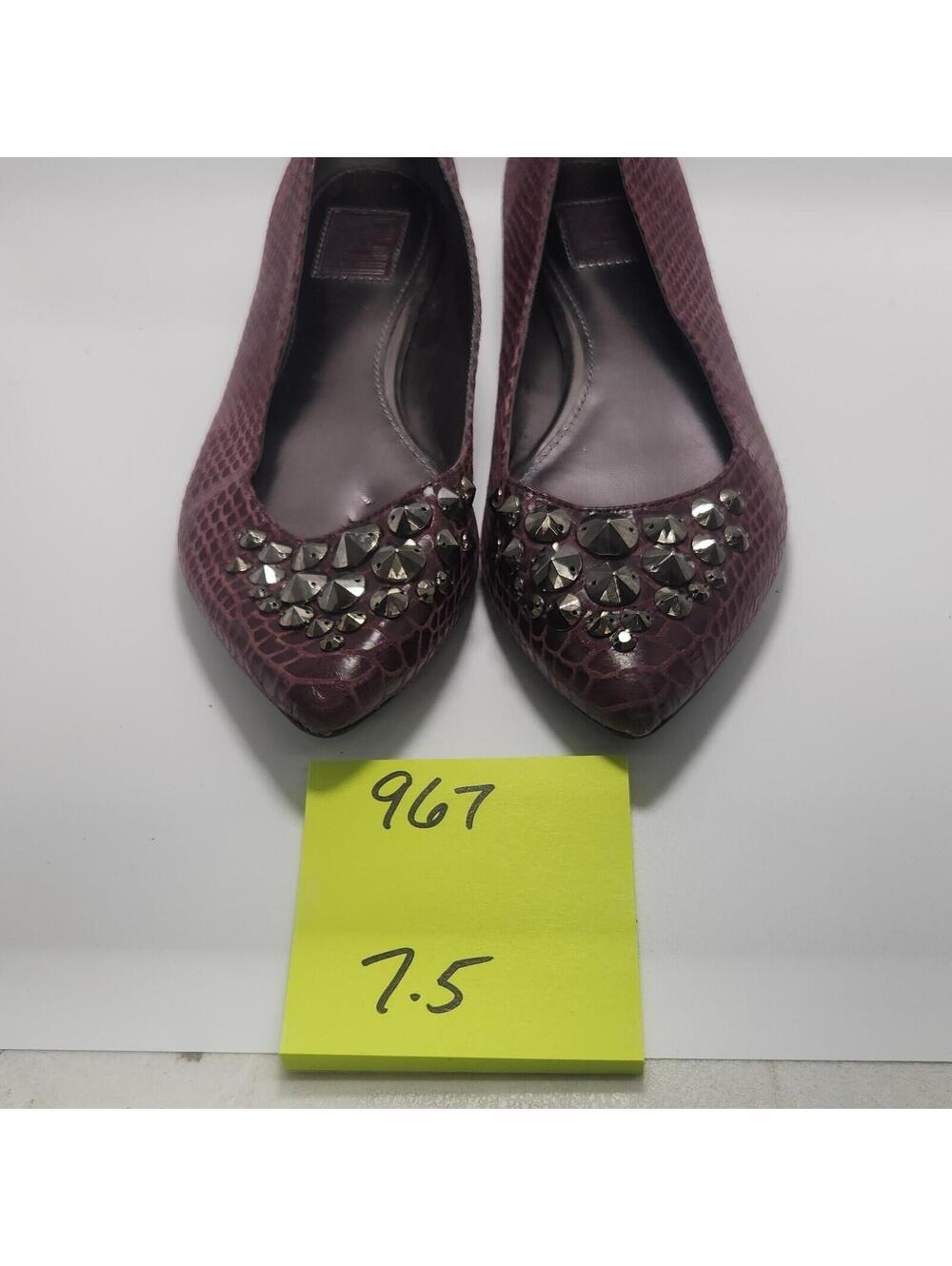 Falchi Women’s Burgundy Synthetic Slip-On Ballet Flats Pointed Toe 7.5